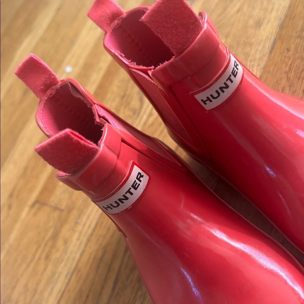 HUNTER Kids Chelsea Pink Red Rain Boots
